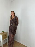Φόρεμα Dark Biege & Brown - Image 4
