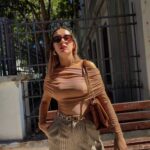 Μπλούζα μπεζ ντραπέ