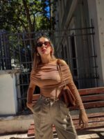 Μπλούζα μπεζ ντραπέ