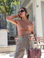 Μπλούζα μπεζ ντραπέ - Image 4