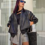 Τζάκετ δερματίνη ανθρακί
