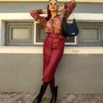 Φούστα μίντι Burgundy