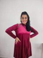 Φόρεμα πέρλες κόκκινο - Image 3