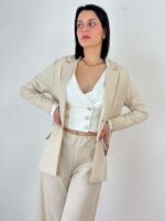 Σετ ριγέ κουστούμι Beige - Image 2