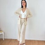 Σετ ριγέ κουστούμι Beige