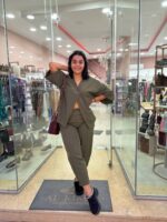 Σετ ζακέτα-παντελόνι χακί - Image 3