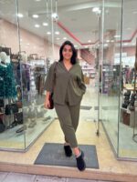 Σετ ζακέτα-παντελόνι χακί