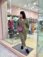 Σετ ζακέτα-παντελόνι χακί - Image 5