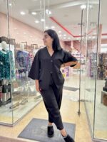 Σετ ζακέτα-παντελόνι Μαύρο