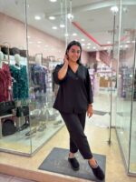 Σετ ζακέτα-παντελόνι Μαύρο - Image 3