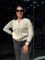 Ζακέτα λευκή χρυσά κουμπιά - Image 5