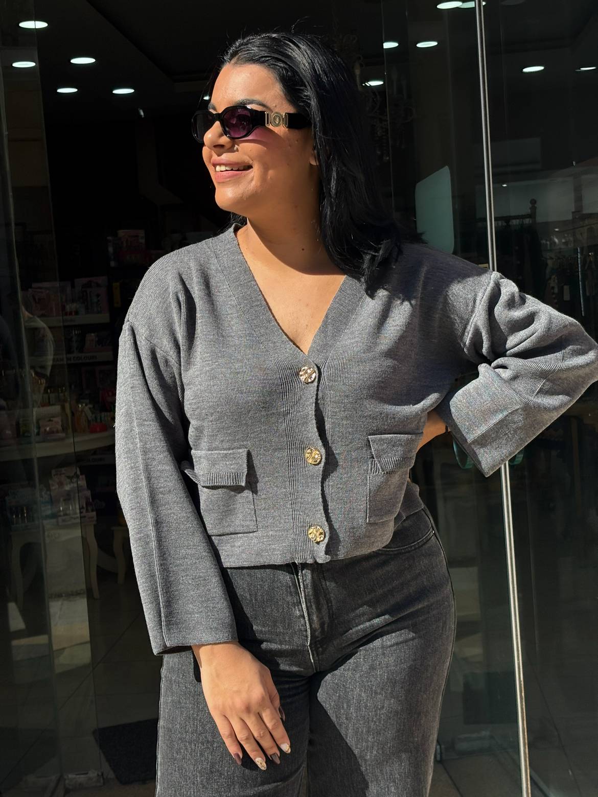 IMG_3478 Ζακέτα γκρι με τσέπες - Image 1