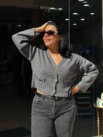 Ζακέτα γκρι με τσέπες - Image 3