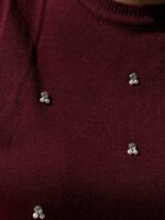 Μπλούζα πλεκτή μπορντό πέρλες - Image 4
