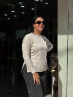 Μπλούζα πλεκτή λευκή  πέρλες - Image 3