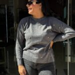 Μπλούζα πλεκτή γκρι πέρλες