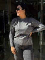 Μπλούζα πλεκτή γκρι πέρλες