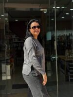 Μπλούζα πλεκτή γκρι πέρλες - Image 4