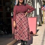 Φούστα καρό μπορντό