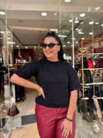 Πλεκτό κοντό μανίκι μαύρο