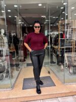 Πουλόβερ κοντό μανίκι μπορντό - Image 4