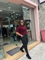 Πουλόβερ κοντό μανίκι μπορντό - Image 3