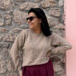 Πουλόβερ μπεζ πέρλες