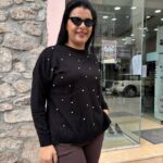 Μπλούζα πλεκτή στρας κ πέρλα