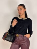 Ζακέτα με πέρλες στην λαιμό κόψη