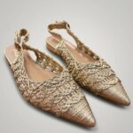Slingback πλεκτά χρυσά