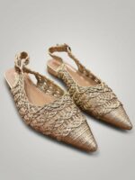 Slingback πλεκτά χρυσά