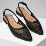 Slingback πλεκτό μαύρο