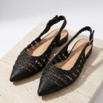 Slingback μαύρο πλεκτό