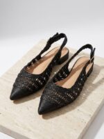 Slingback μαύρο πλεκτό