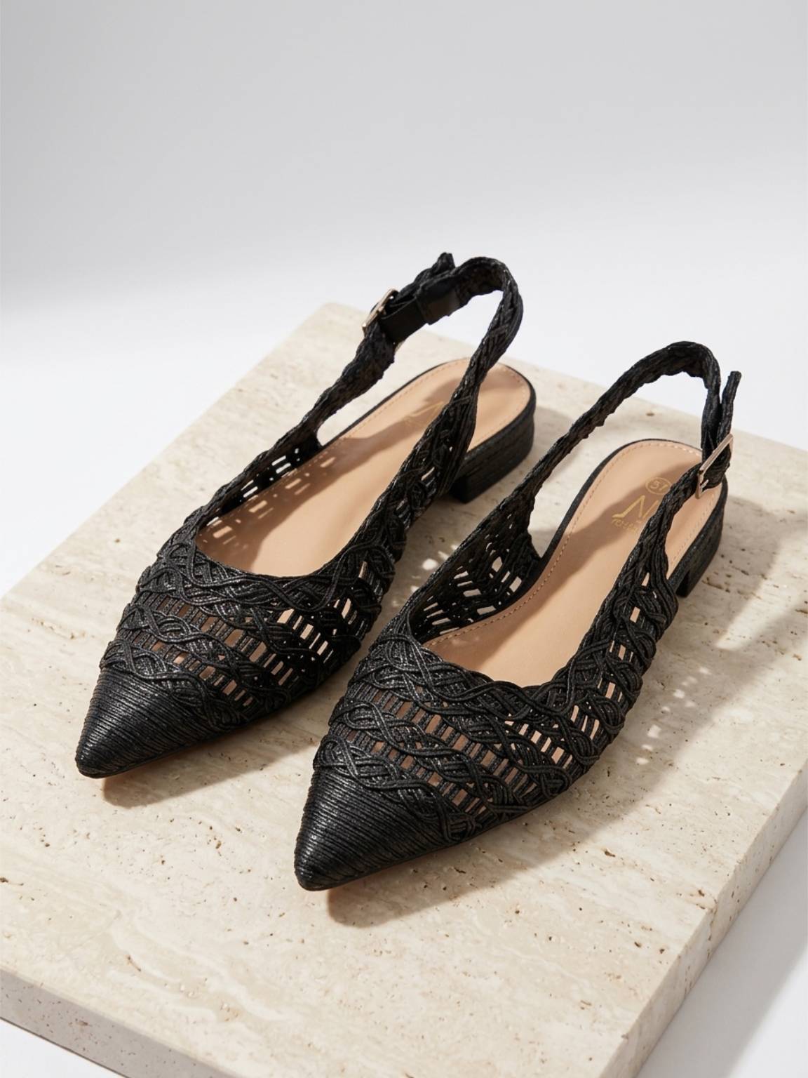 WHKQ8860 Slingback μαύρο πλεκτό - Image 1