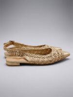 Slingback πλεκτά χρυσά - Image 3