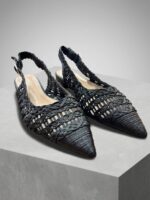 Slingback μαύρο πλεκτό - Image 2